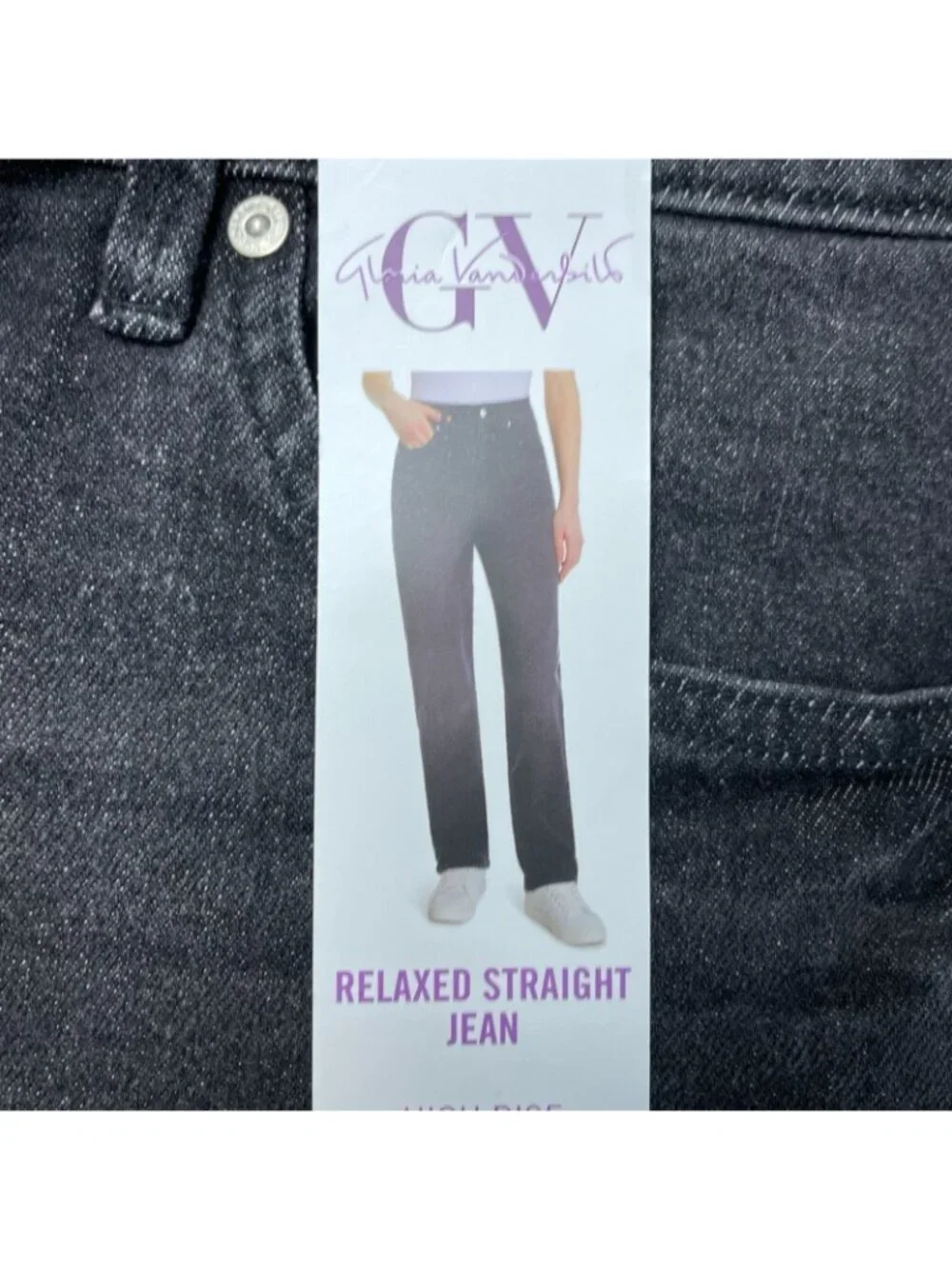 NWT Gloria Vanderbilt Women's 14 Amanda Relaxed Straight Jeans High Grey  F1213